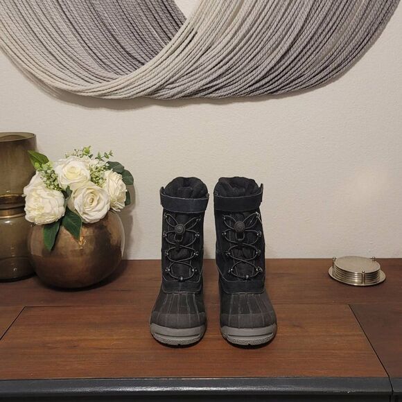 NWOT Lands End Kids Drawstring Snow Boots Sz 4 - Picture 1 of 6